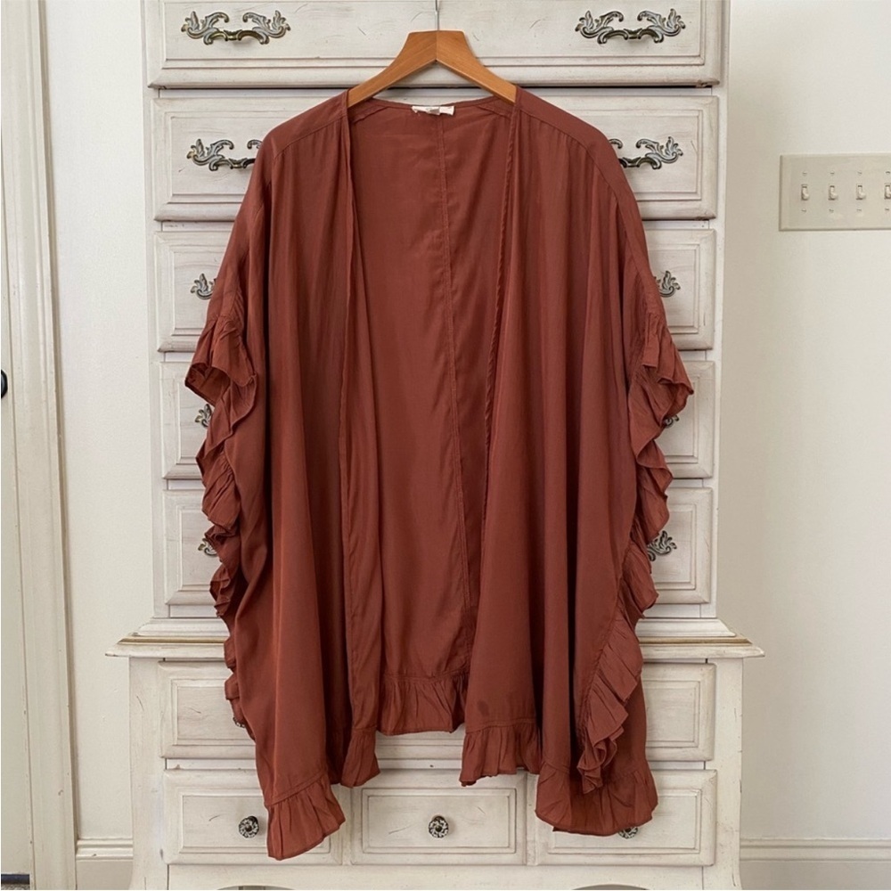 Vici Rust Ruffle Cardigan
